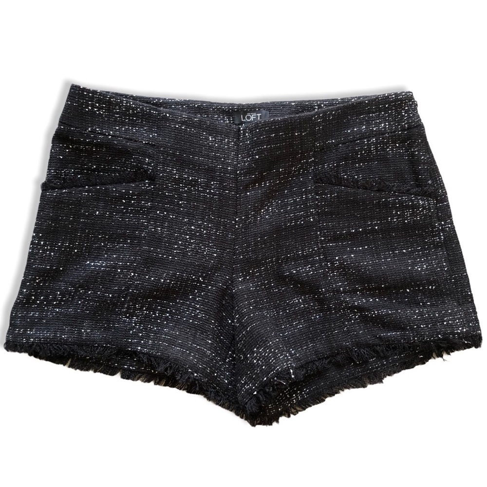 NWT Loft Black Fringe Tweed Shorts Sz 2